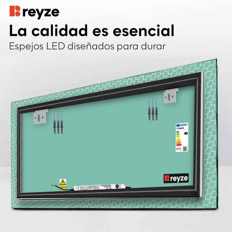 Espejo LED Rectangular | Control por interruptor de pared | Luz blanca cálida - Reyze Seria Official Model 7
