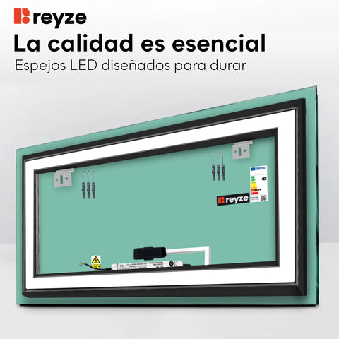 Espejo LED Rectangular | Botón táctil | Luz blanca cálida - Reyze Seria Salono Model 1