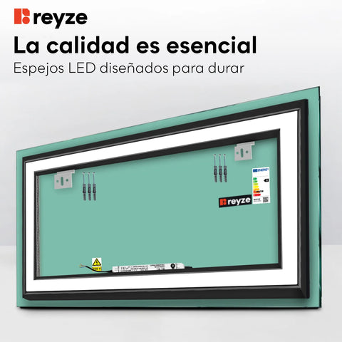 Espejo LED Rectangular | Control por interruptor de pared | Luz blanca fría - Reyze Seria Salono Model 1