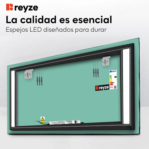 Espejo LED Rectangular | Control por interruptor de pared | Luz blanca fría - Reyze Seria Salono Model 5