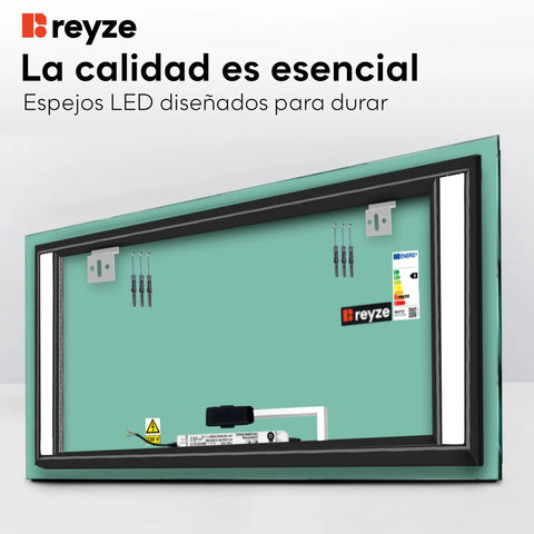 Espejo LED Rectangular | Botón táctil | Luz blanca cálida - Reyze Seria Salono Model 5