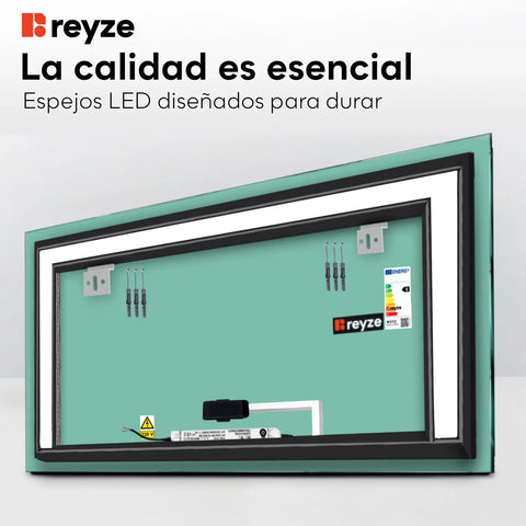 Espejo LED Rectangular | Botón táctil | Luz blanca cálida - Reyze Seria Salono Model 6