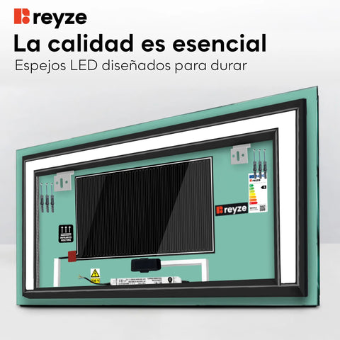 Espejo LED Rectangular | Botones táctiles | Función antivaho | Luz blanca cálida - Reyze Seria Salono Model 6