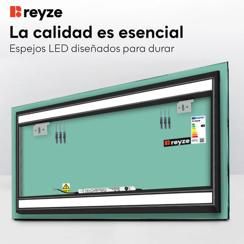 Espejo LED Rectangular | Control por interruptor de pared | Luz blanca fría - Reyze Seria Salono Model 7
