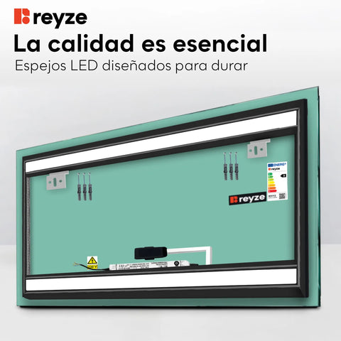 Espejo LED Rectangular | Botón táctil | Luz blanca cálida - Reyze Seria Salono Model 7