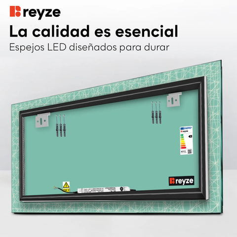 Espejo LED Rectangular | Control por interruptor de pared | Luz blanca fría - Reyze Seria Simetria Model 1