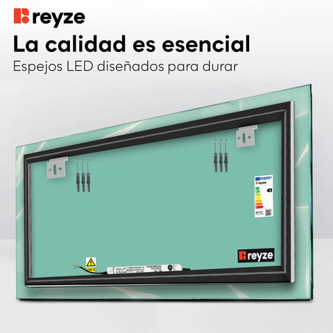 Espejo LED Rectangular | Control por interruptor de pared | Luz blanca fría - Reyze Seria Simetria Model 2
