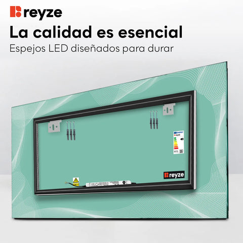 Espejo LED Rectangular | Control por interruptor de pared | Luz blanca fría - Reyze Seria Simetria Model 3