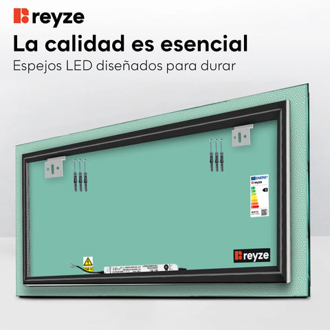 Espejo LED Rectangular | Control por interruptor de pared | Luz blanca fría - Reyze Seria Simetria Model 4