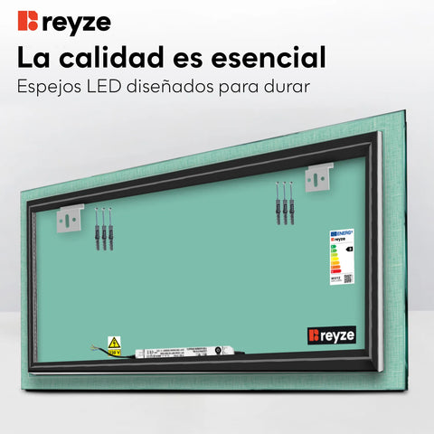 Espejo LED Rectangular | Control por interruptor de pared | Luz blanca fría - Reyze Seria Simetria Model 6