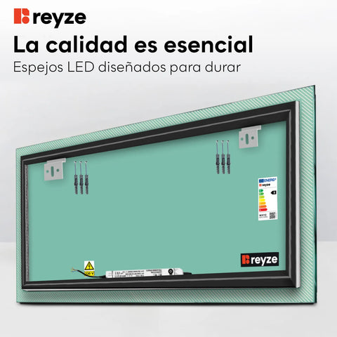 Espejo LED Rectangular | Control por interruptor de pared | Luz blanca cálida - Reyze Seria Simetria Model 7