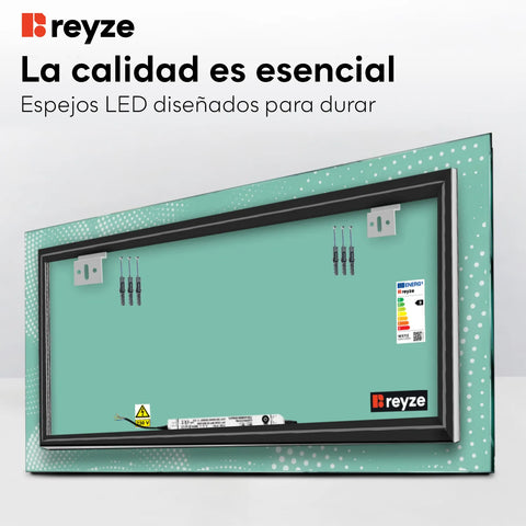 Espejo LED Rectangular | Control por interruptor de pared | Luz blanca cálida - Reyze Seria Simetria Model 8