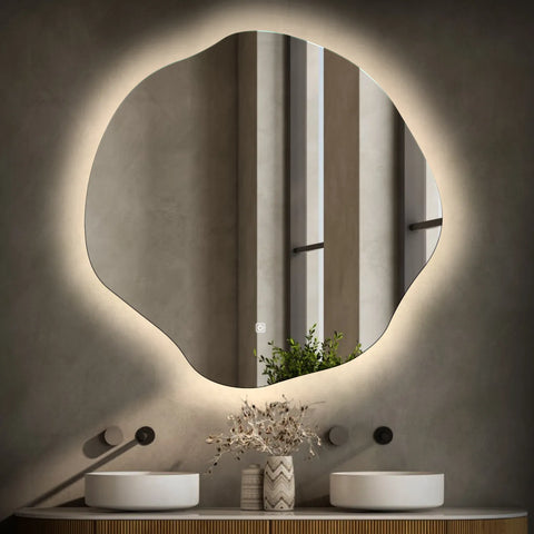 Espejo LED Asimétrico Ovalado | Botón táctil | Luz blanca neutra - Reyze Seria Ambient Model 1