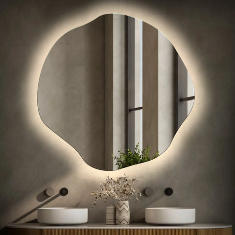 Espejo LED Asimétrico Ovalado | Control por interruptor de pared | Luz blanca neutra - Reyze Seria Ambient Model 1