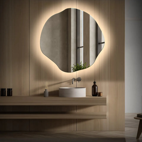 Espejo LED Asimétrico Ovalado | Control por interruptor de pared | Luz blanca neutra - Reyze Seria Ambient Model 1