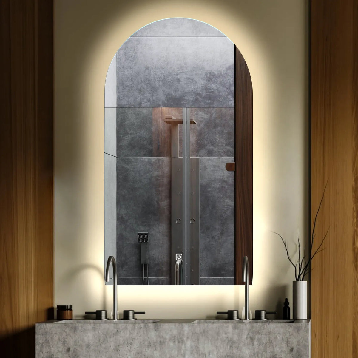 Espejo LED Semiovalado 2 | Botón táctil | Luz blanca neutra - Reyze Seria Ambient Model 1